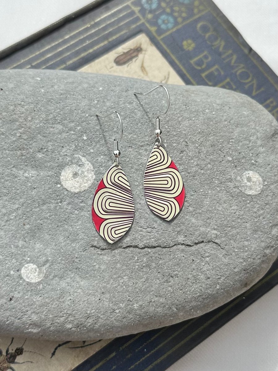 Art Deco style recycled tin earrings 