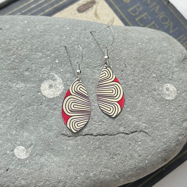 Art Deco style recycled tin earrings 