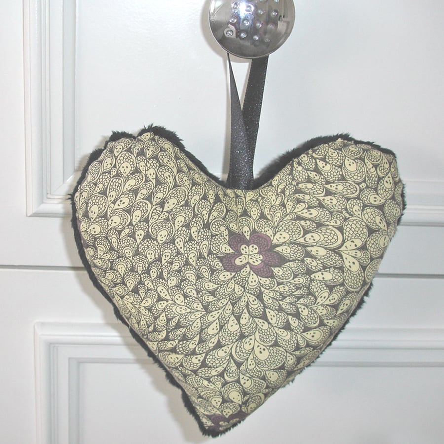 Liberty Grayson Perry Cranford Hanging Heart Padded Hanger Purple Black Fluffy