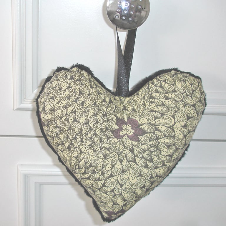 Liberty Grayson Perry Cranford Hanging Heart Padded Hanger Purple Black Fluffy