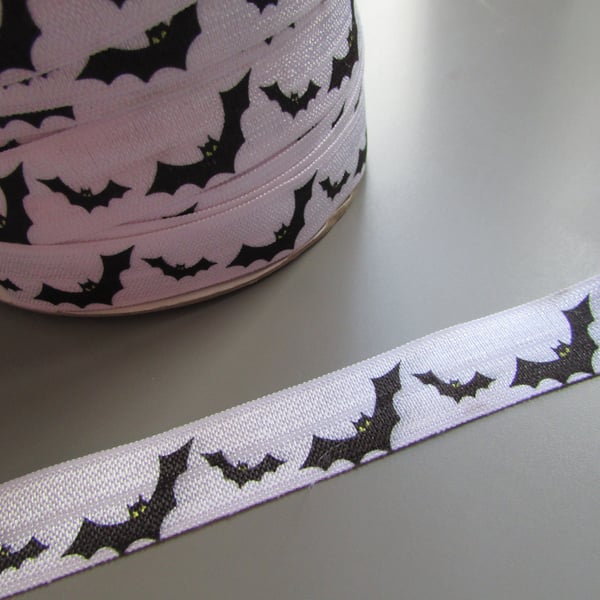 Black Bat Fold Over Elastic x 1 metre sewing craft