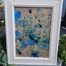 Framed Watercolour Marbling Painting 