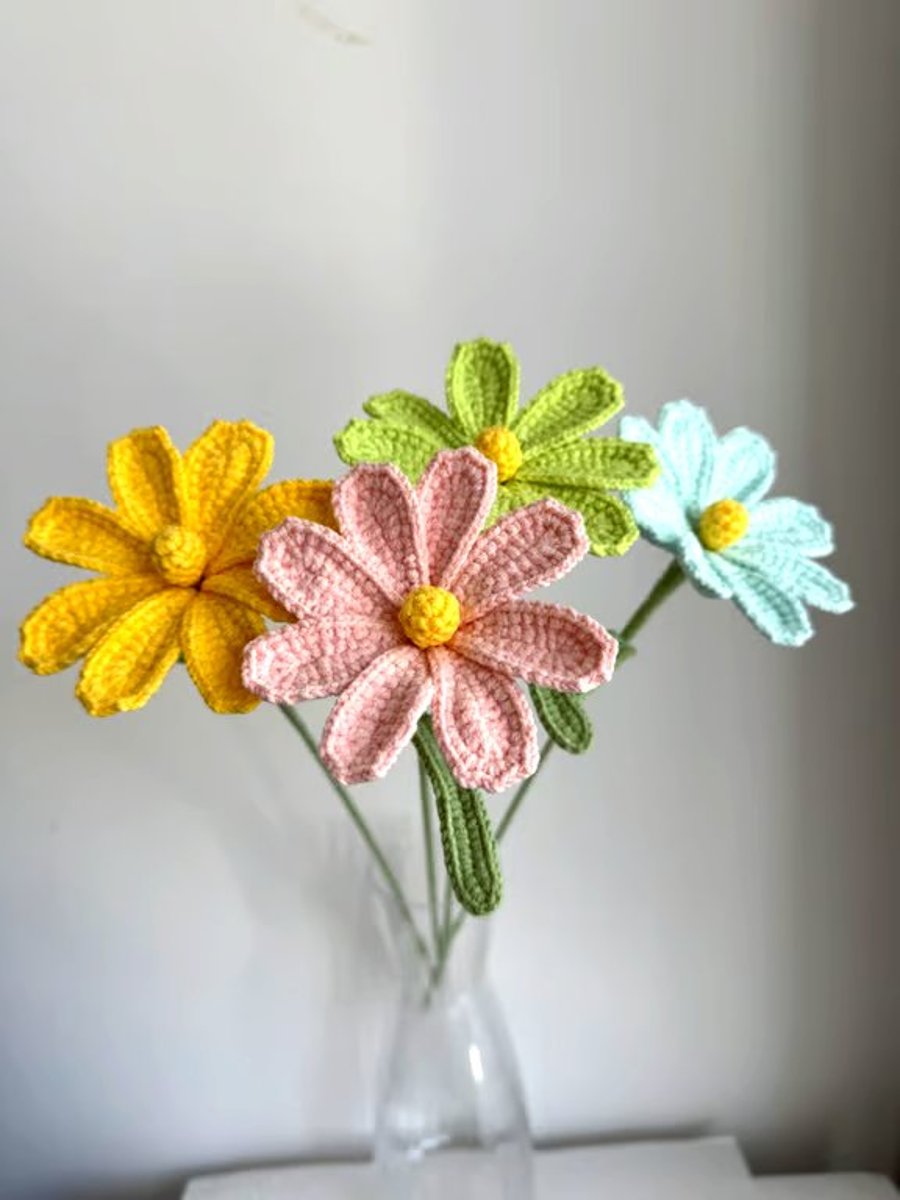 Hand-Crocheted Cosmos Flower – Unique Handmade Decor Gift