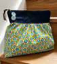 Bright cotton gathered zip bag with denim and Laura Ashley cotton - Image 1