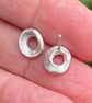 Little frosted silver hag stone stud earrings - Image 4