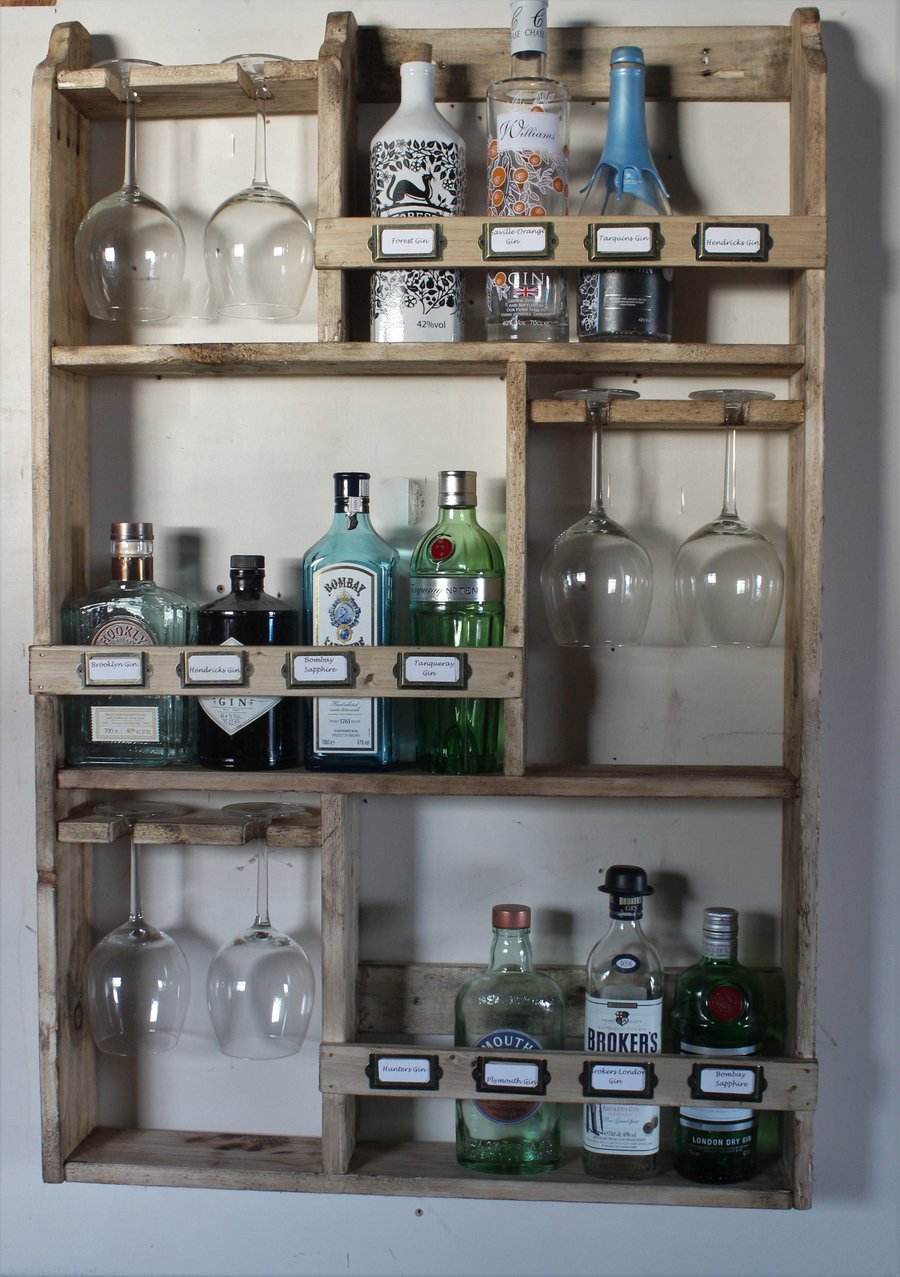 Gin rack, 12 bottles & 6 goblet glass's