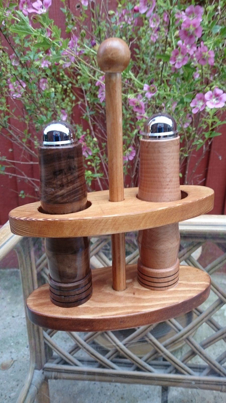 Salt. Pepper.with Stand (106) Handmade Wooden