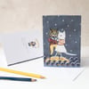 Owl and the pussycat A6 note card. Engagement, wedding, anniversary, Birthday