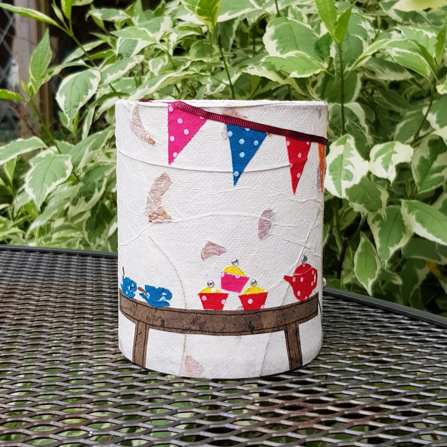 "Tea & Cake" Picture lantern with LED candle