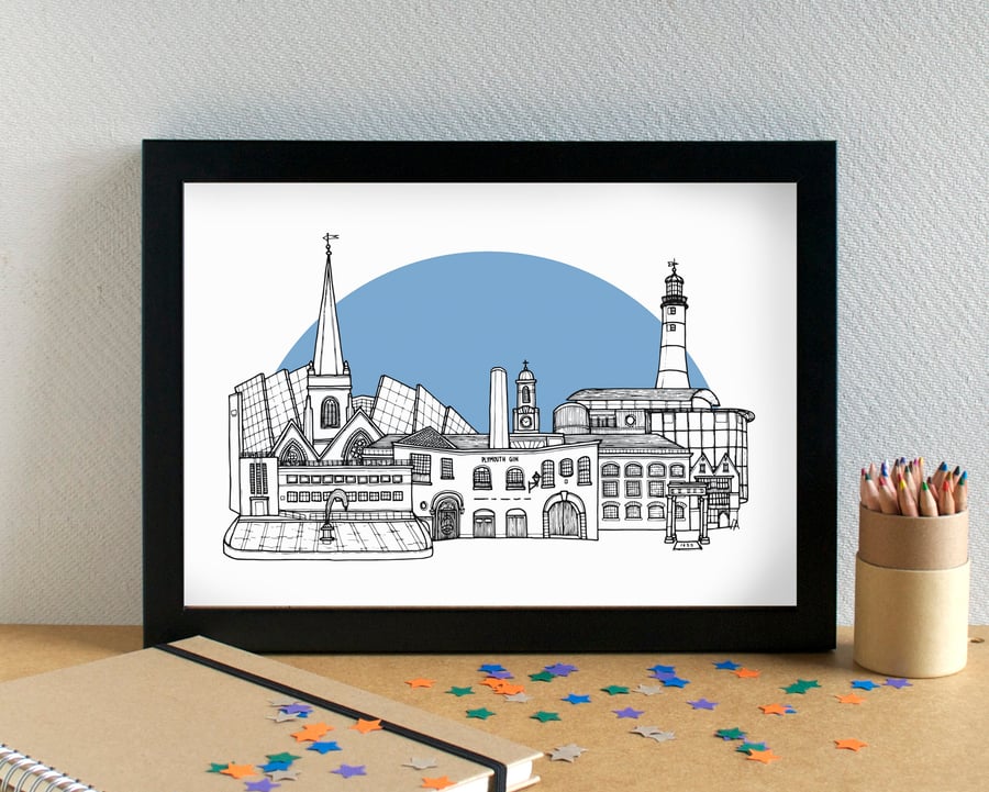 Plymouth Skyline Art Print