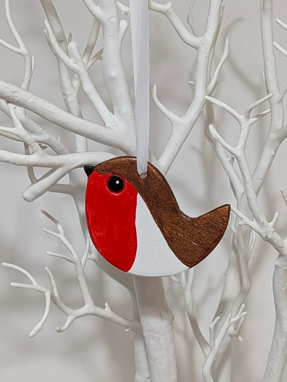 Clay robin decoration,  garden bird Christmas tree decoration, Christmas decor 