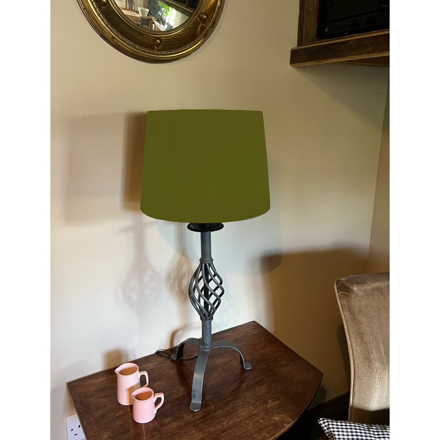 Olive cotton french drum lampshade, empire lampshade, olive green cotton empire 