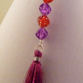 Purple Tassel and Dice Bag Charm