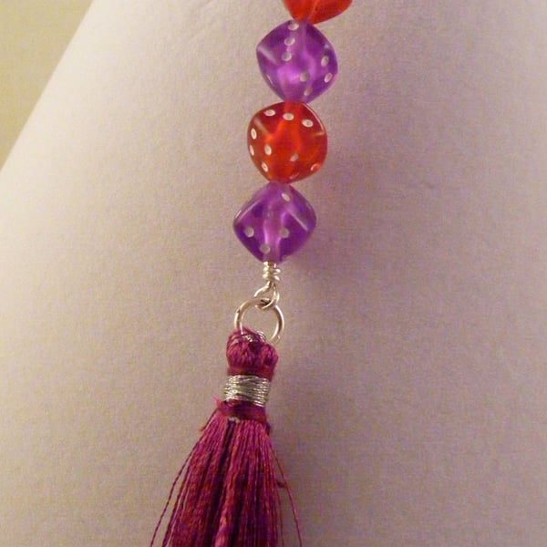 Purple Tassel and Dice Bag Charm