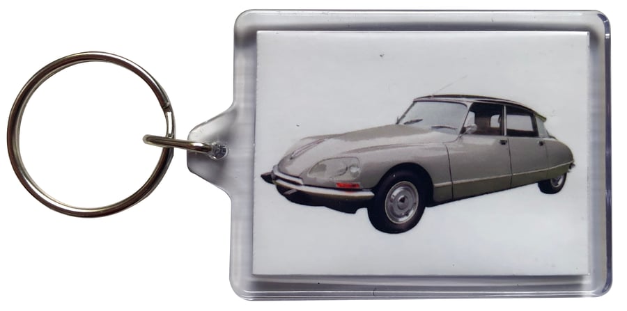 Citroen DS21 1977 - Keyring with 50x35mm Insert - Car Enthusiast