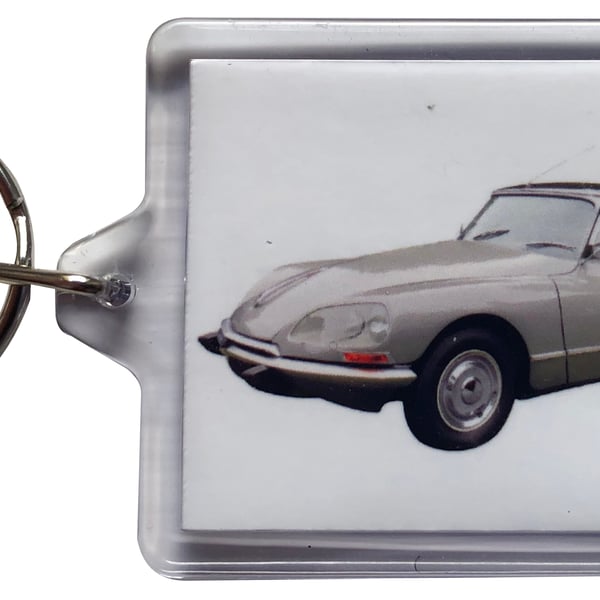 Citroen DS21 1977 - Keyring with 50x35mm Insert - Car Enthusiast