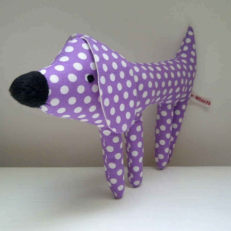 Small Dog Toy, Purple Spot Pocket Pup with Twiggy Legs