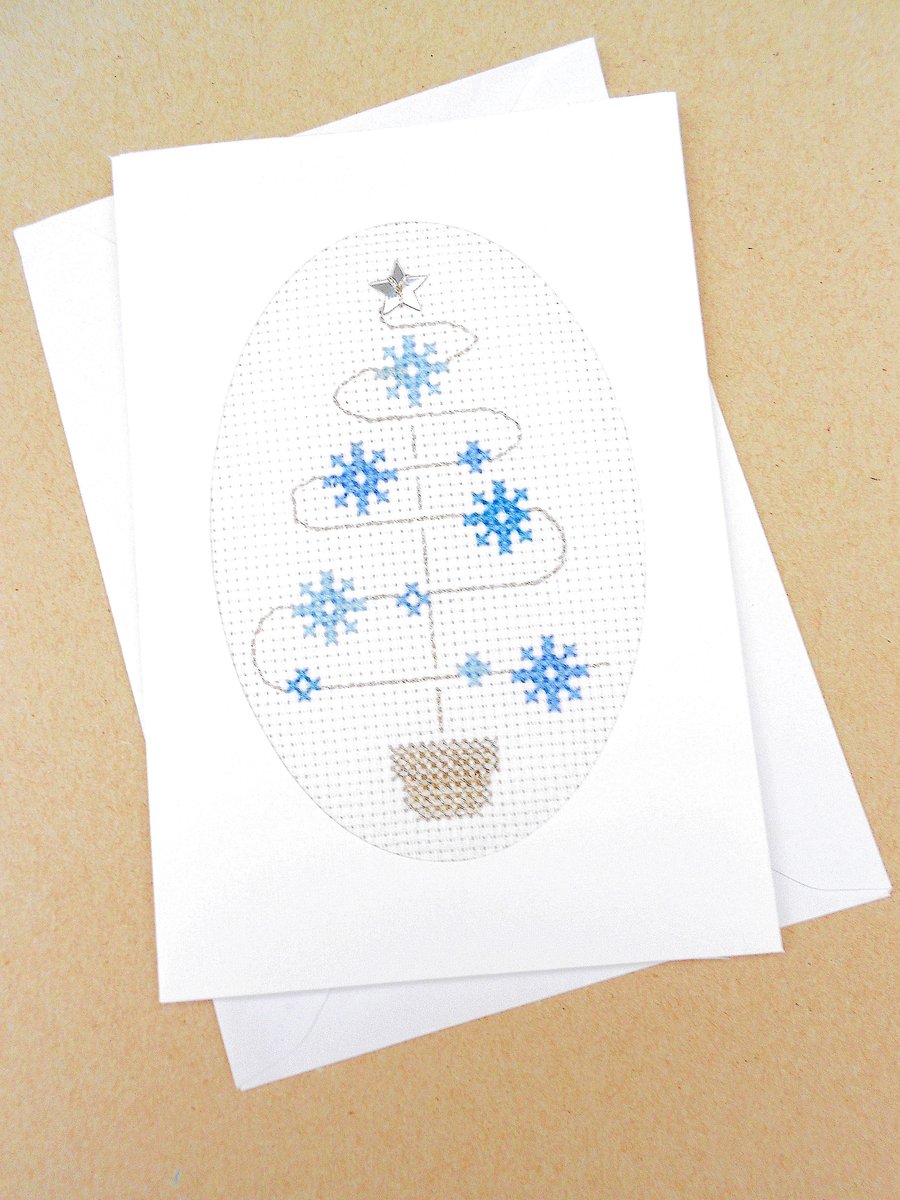 Snowflake Cross Stitch Christmas Card