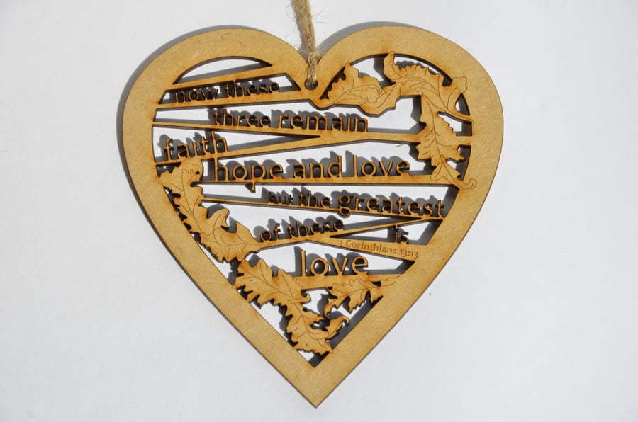 Large wooden heart - Love (1 Corinthians 13:13)