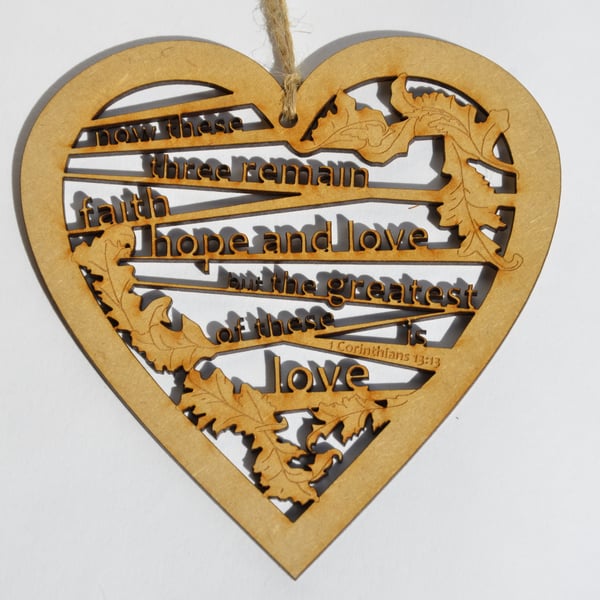 Large wooden heart - Love (1 Corinthians 13:13)