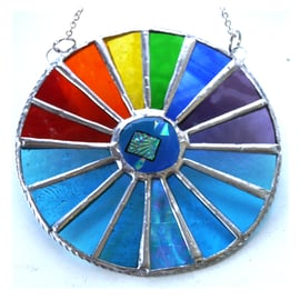 Rainbow Sea Colourwheel Suncatcher Stained Glass Handmade 