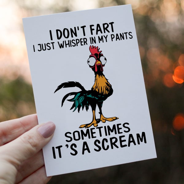 I Don't Fart Chicken Birthday Card, Card for Birthday, Funny Chicken Birthday 
