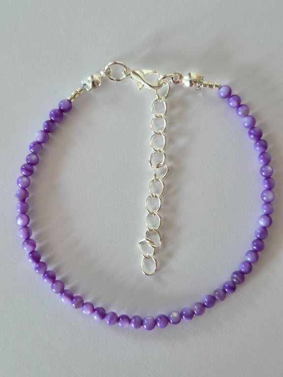 Dainty Purple Seashell Pearl Handmade Beaded Bracelet 