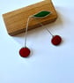 Iridescent deep red stained glass cherry brunch with a single leaf - Image 3