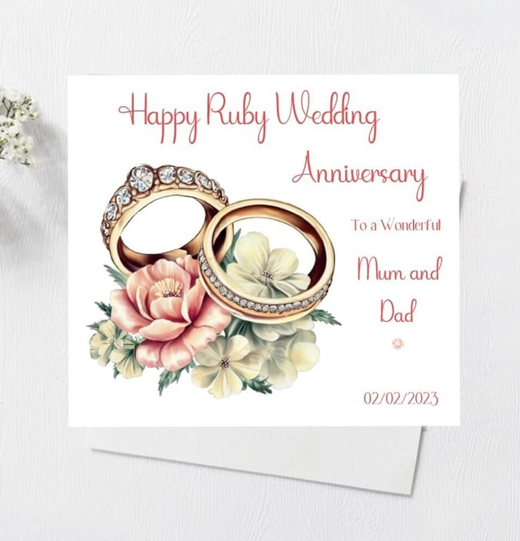 Ruby Wedding Anniversary Personalised Card 40th Anniversary For Mum Dad Aunt