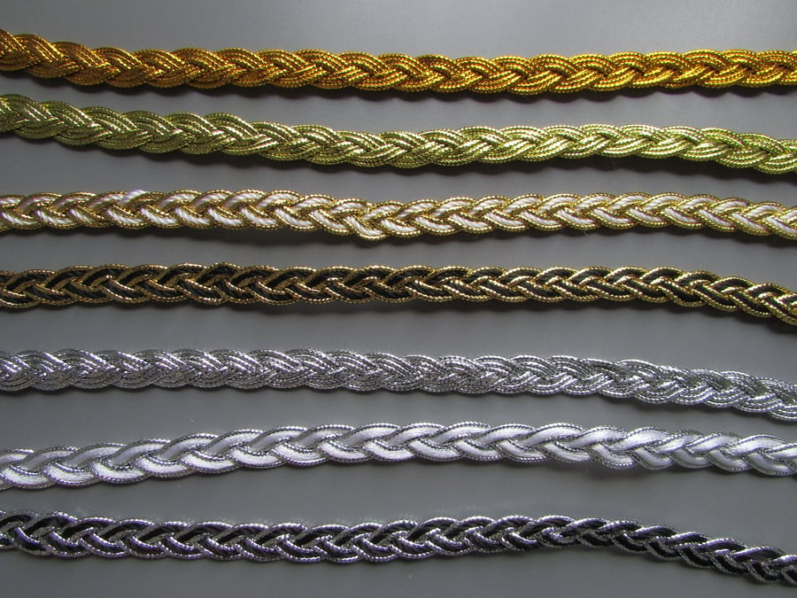 1cm Metallic Plait Braid Trim Sold By The Metre