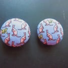 4 Pink Kangaroo Buttons Handmade Vintage Silk Tie 2 Hole Back 1inch