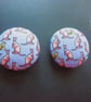 4 Pink Kangaroo Buttons Handmade Vintage Silk Tie 2 Hole Back 1inch - Image 1