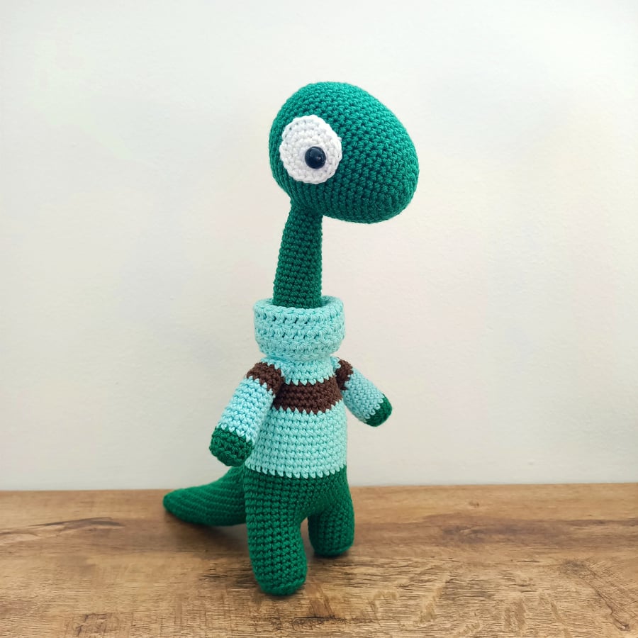 Handmade Dinosaur Green Toy, Crochet Animal Toy