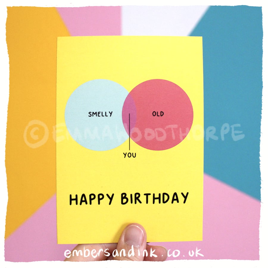 Smelly and Old Venn Diagram Birthday Card