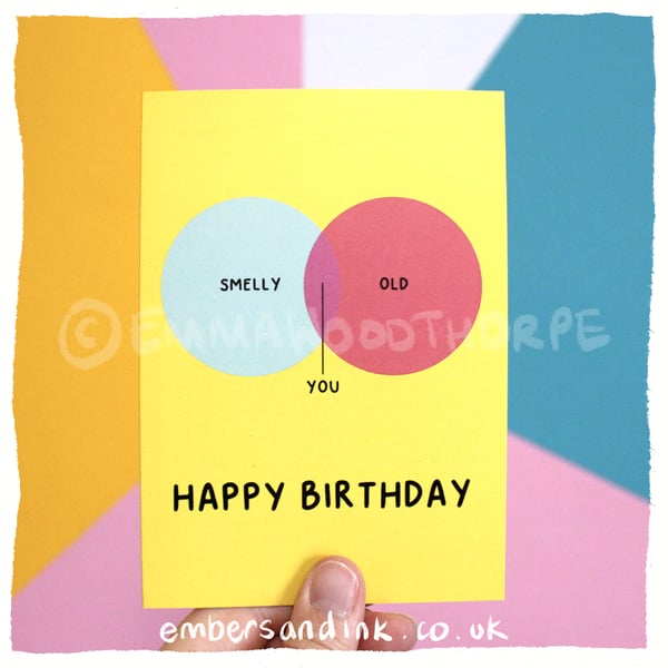 Smelly and Old Venn Diagram Birthday Card