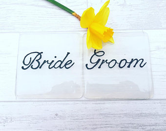 Fused Glass Wedding Bride and Groom Coasters
