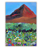 A mounted painting - Scottish landscape - Ben Lomond - wildflowers 