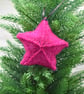 Hand knitted star - Christmas Decorations - Pink and Grey - Image 2