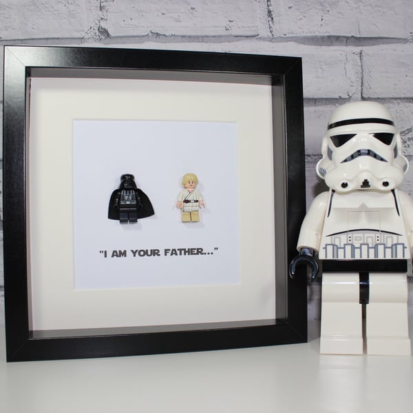 I AM YOUR FATHER - DARTH AND LUKE FRAMED LEGO FIGURES - STAR WARS