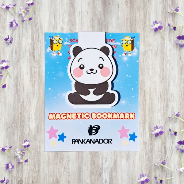 Cute Panda Magnetic Bookmark – Laminated Animal Book Marker for Children & Book 