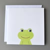 Googly Eyed Frog on White Background Blank Card