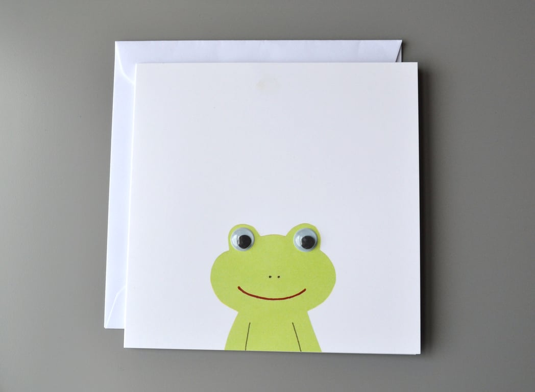 Googly Eyed Frog on White Background Card