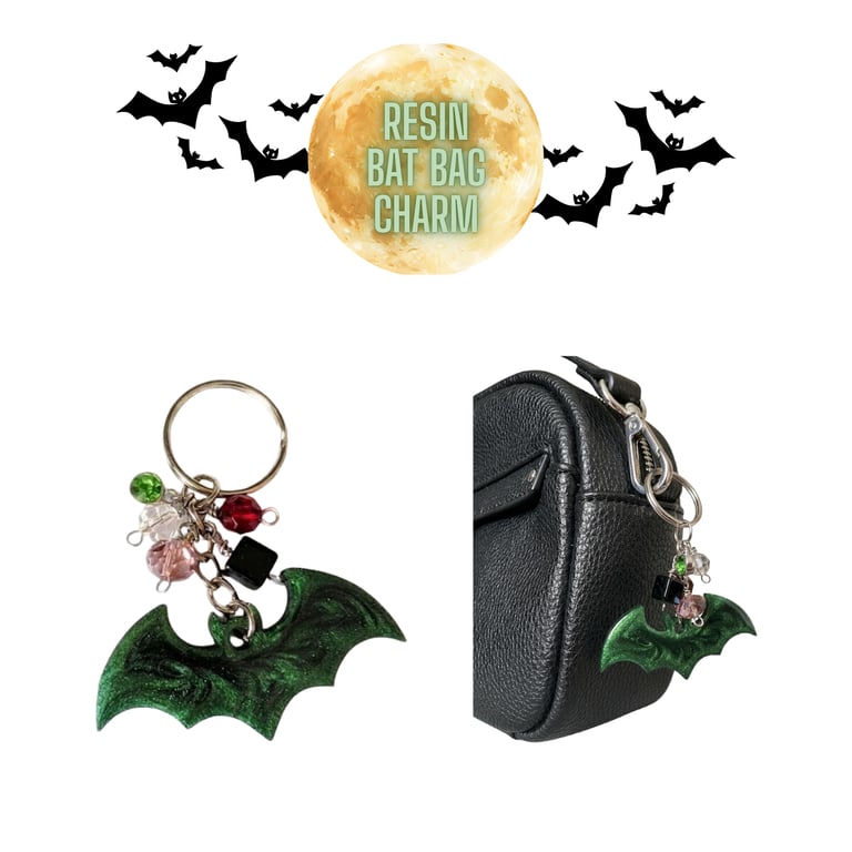Resin Bat Shaped Bag Charm - Green