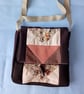 Patchwork shoulder bag in brown, cream and terracotta. Handsewn patchwork  - Image 4