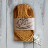 Mustard bow scarf - hand-knitted Miss Marple style wool scarf