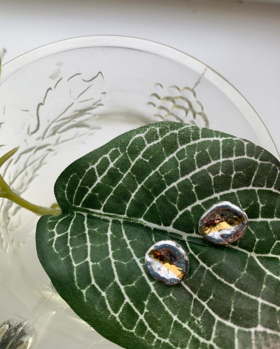 Water cast silver and gold studs