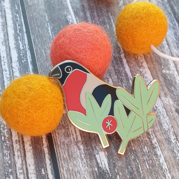 Bullfinch Hard Enamel Lapel Pin