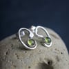   Peridot with Silver Swirl Stud Earrings