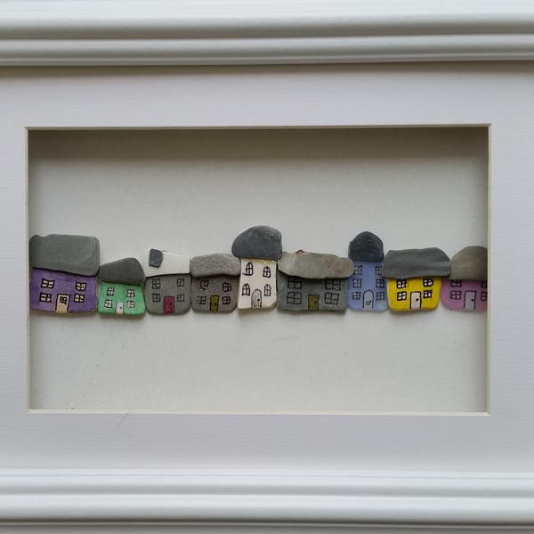 Cornish Pebble Art, Village Street Created from Stone, Sea Pottery & Sea Glass