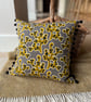 Botanical cotton cushion cover with pompoms - Image 1
